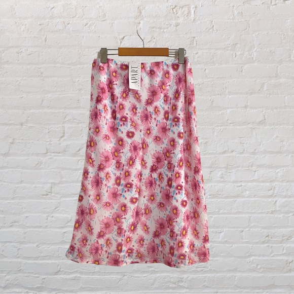 122. APART IMPRESSIONS Pink Floral Midi-Skirt - Size 12 - Picture 1 of 5